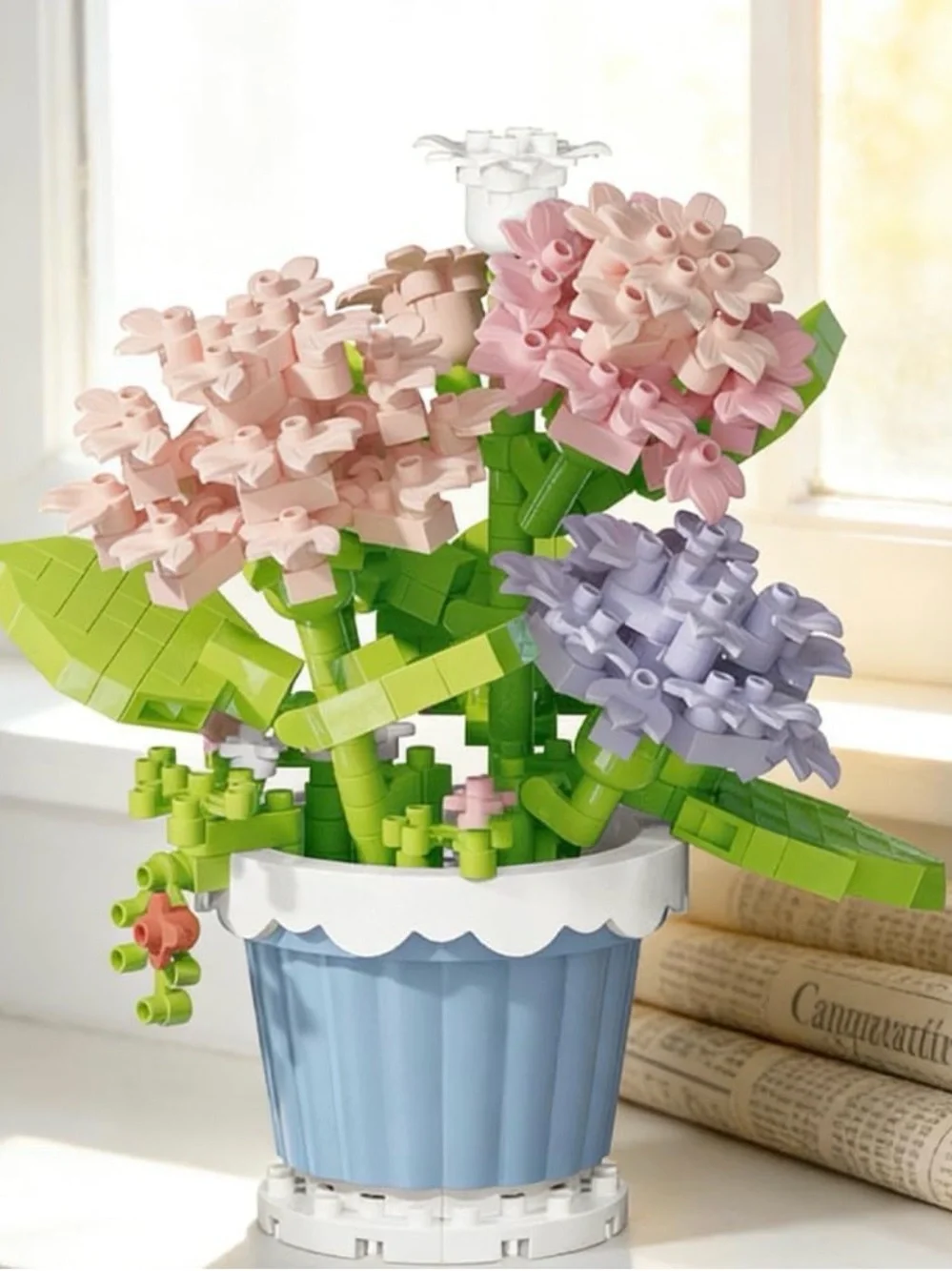 Pastel Bloom Building Block Flower Pot - Pink, Lavender & Green
